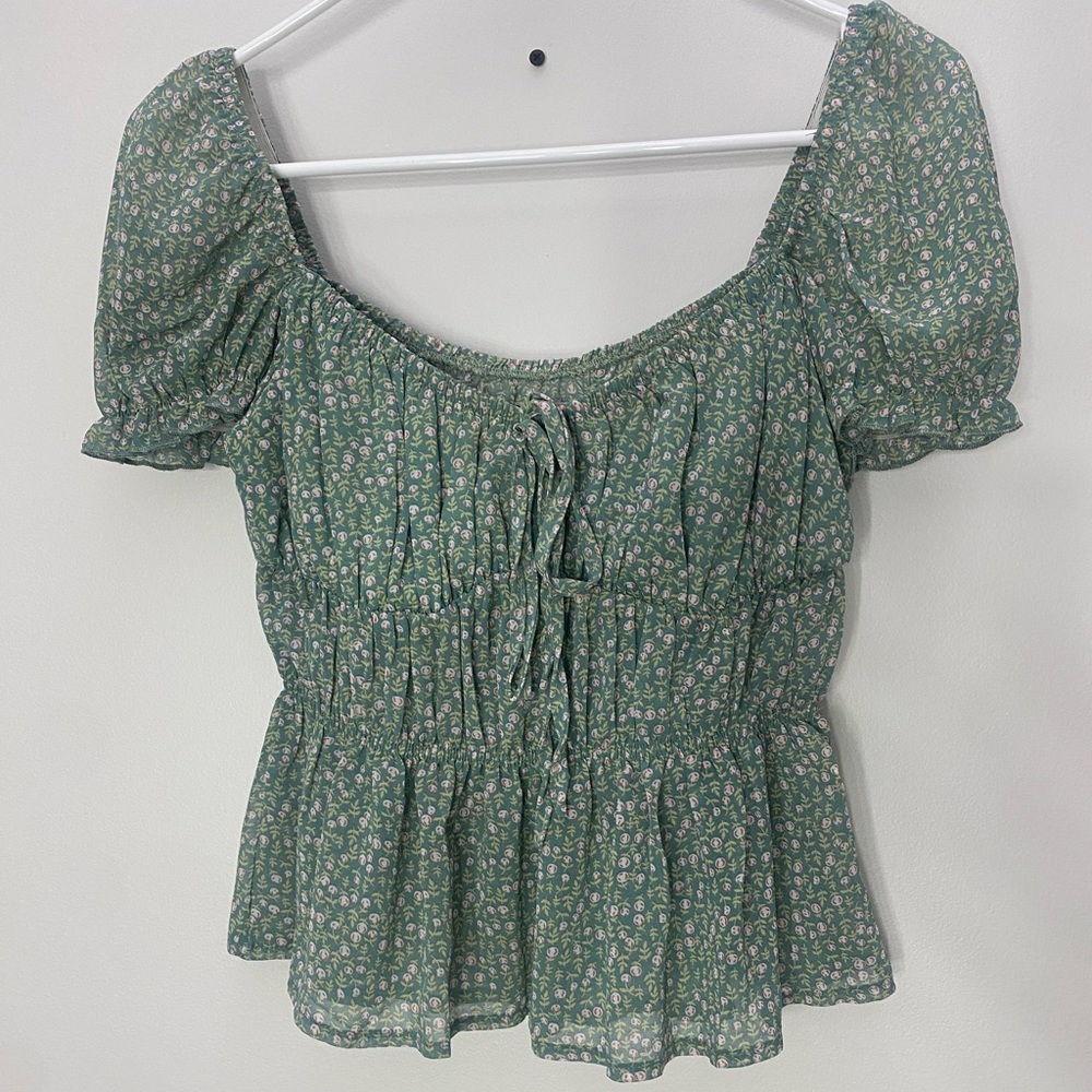 Green Floral Top